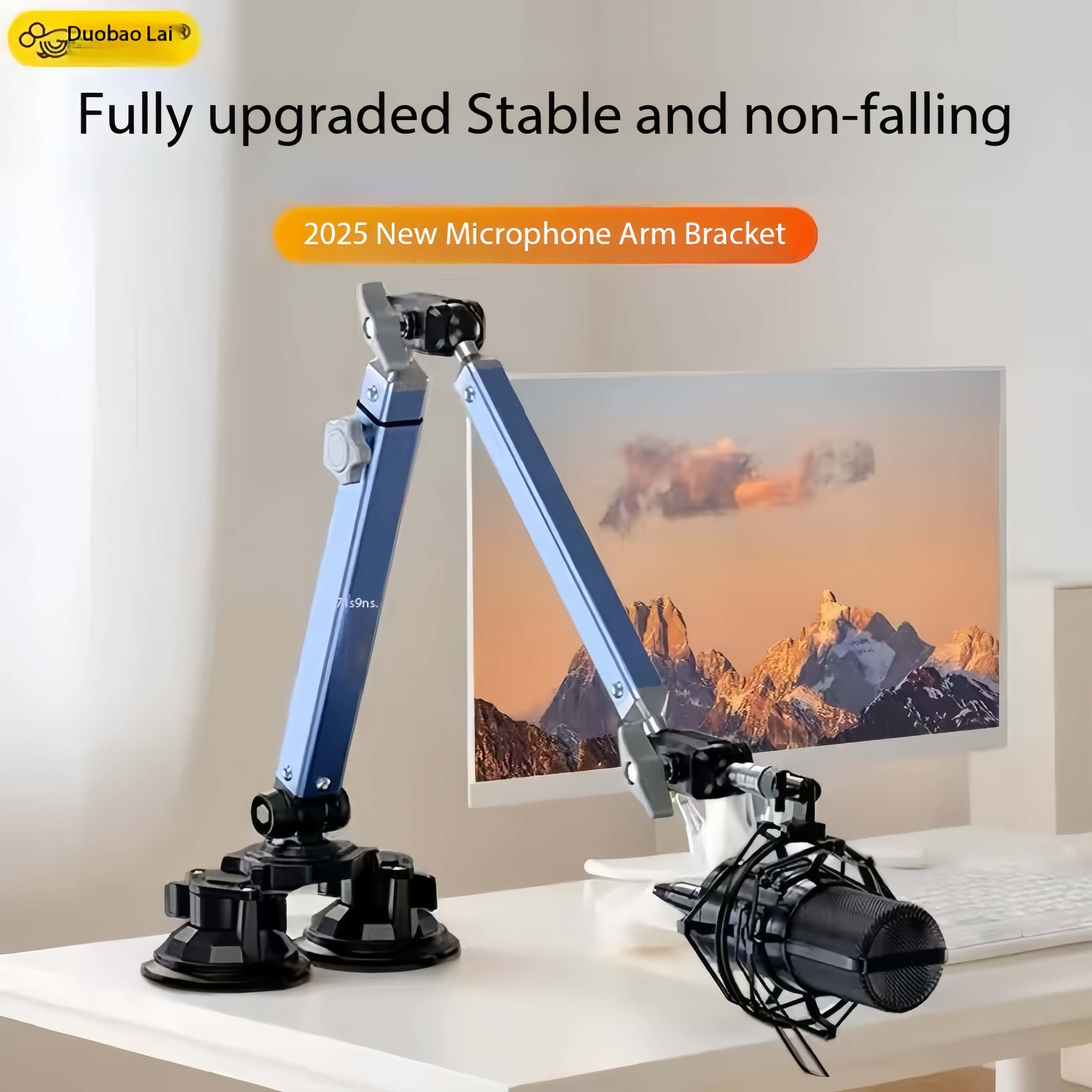 Microphone Arm Boom - Professionele dubbele zuignapbevestiging flexibele microfoonhouder verstelbare