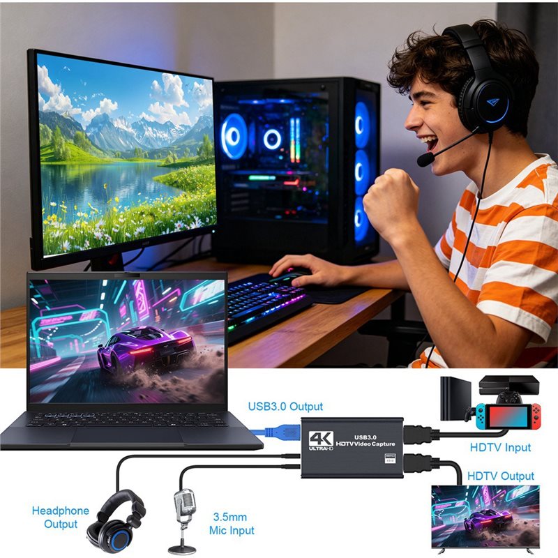 AT82-Game voor pc-opname 4K US - Capture Card 4K Hdmi recensie en prijs